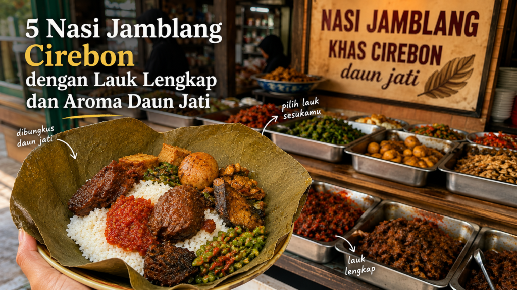 Nasi Jamblang Cirebon dengan lauk lengkap dan aroma daun jati