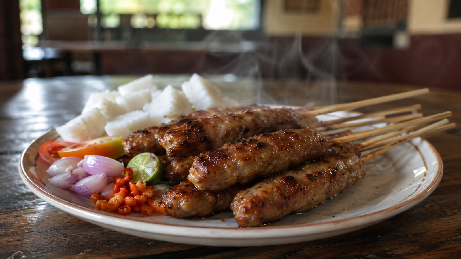 Sate buntel Solo yang gurih dengan taburan bawang goreng