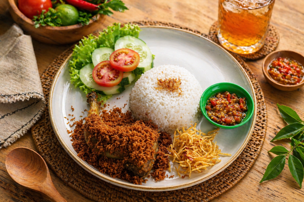 Ayam serundeng laos Kedai Bukit Rhema dekat Borobudur