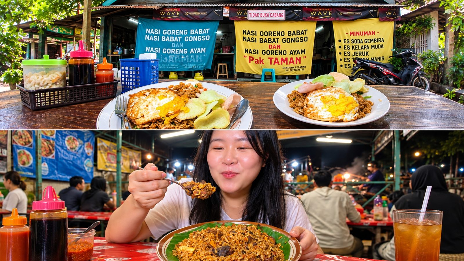 Porsi nasi goreng babat siap saji di Semarang